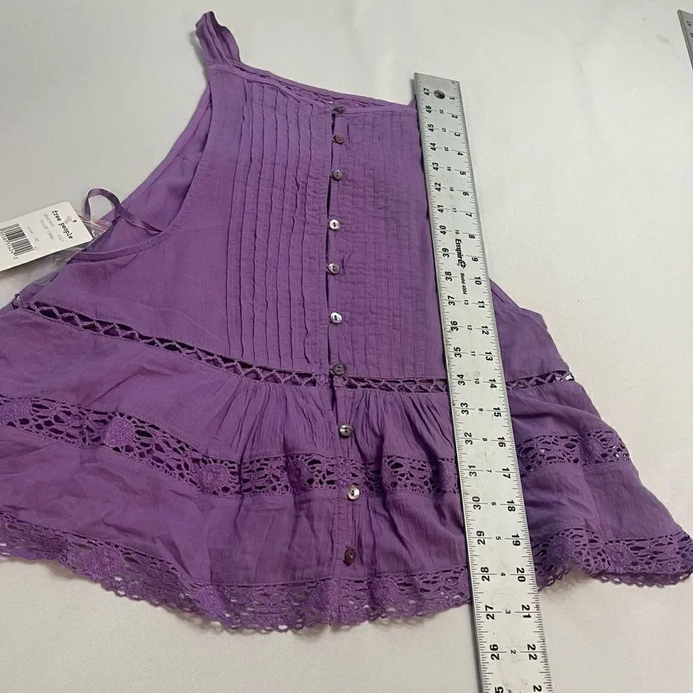 NWT Free People Constant Crush Violet Purple Lacey Tank Top Size XS NEW